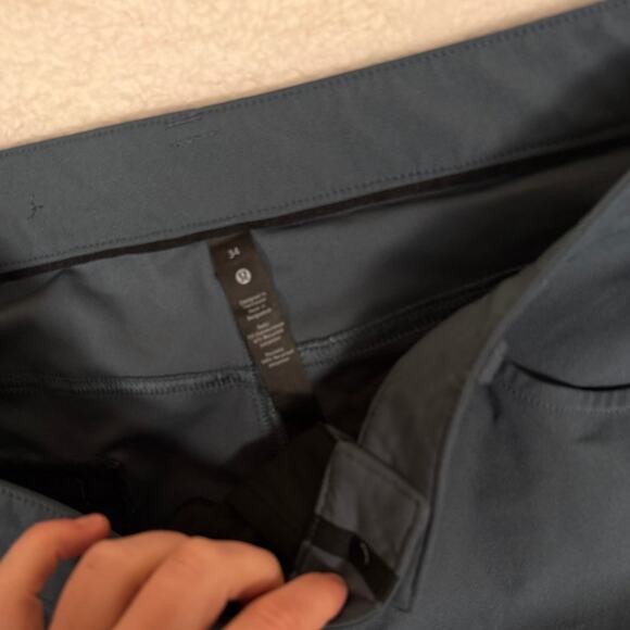 Lululemon Mens Work Golf Pants Trousers Commission Slim ABC Iron Blue 34 - Picture 2 of 5